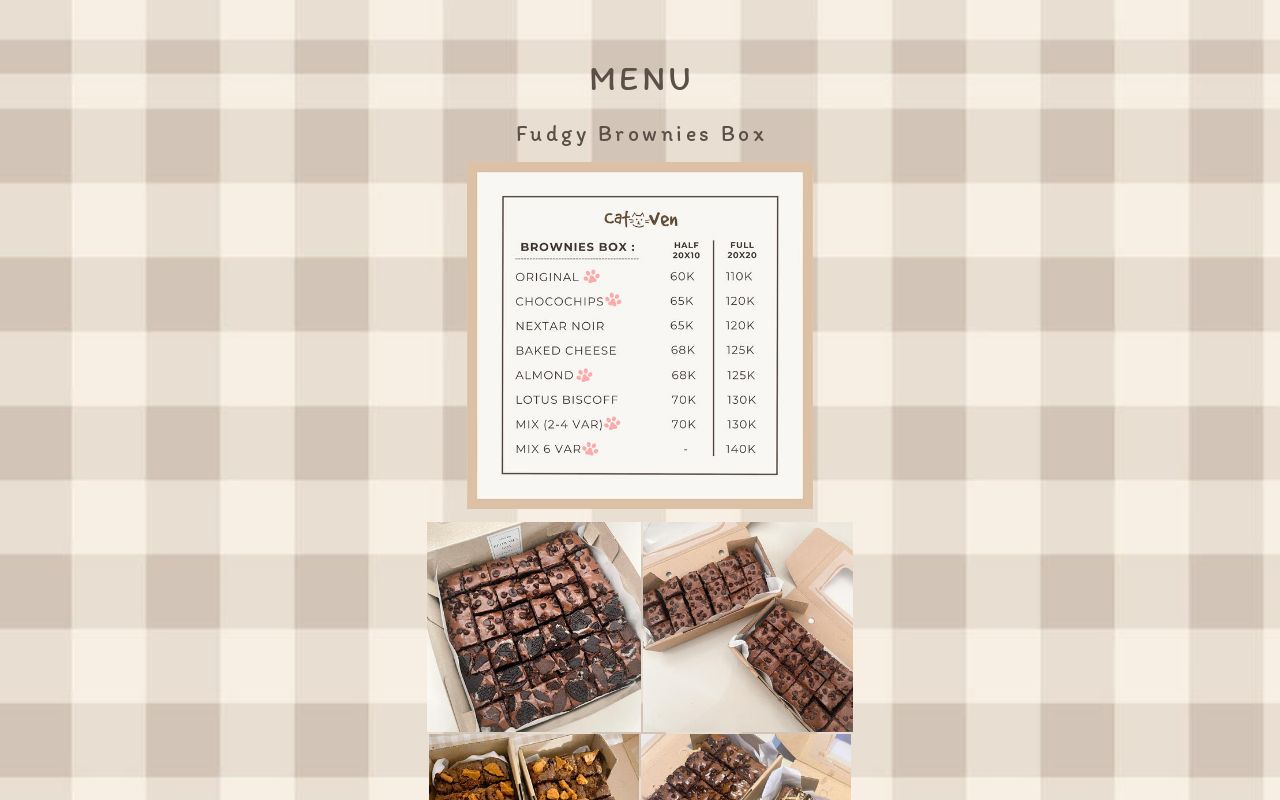 Menu Brownies BB Menu Brownies BB